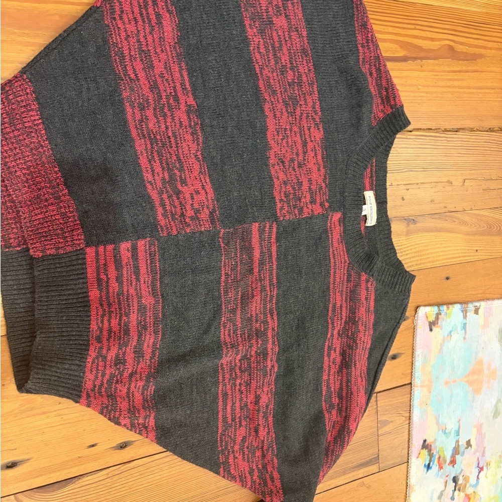 Pink and Grey Striped Sweater